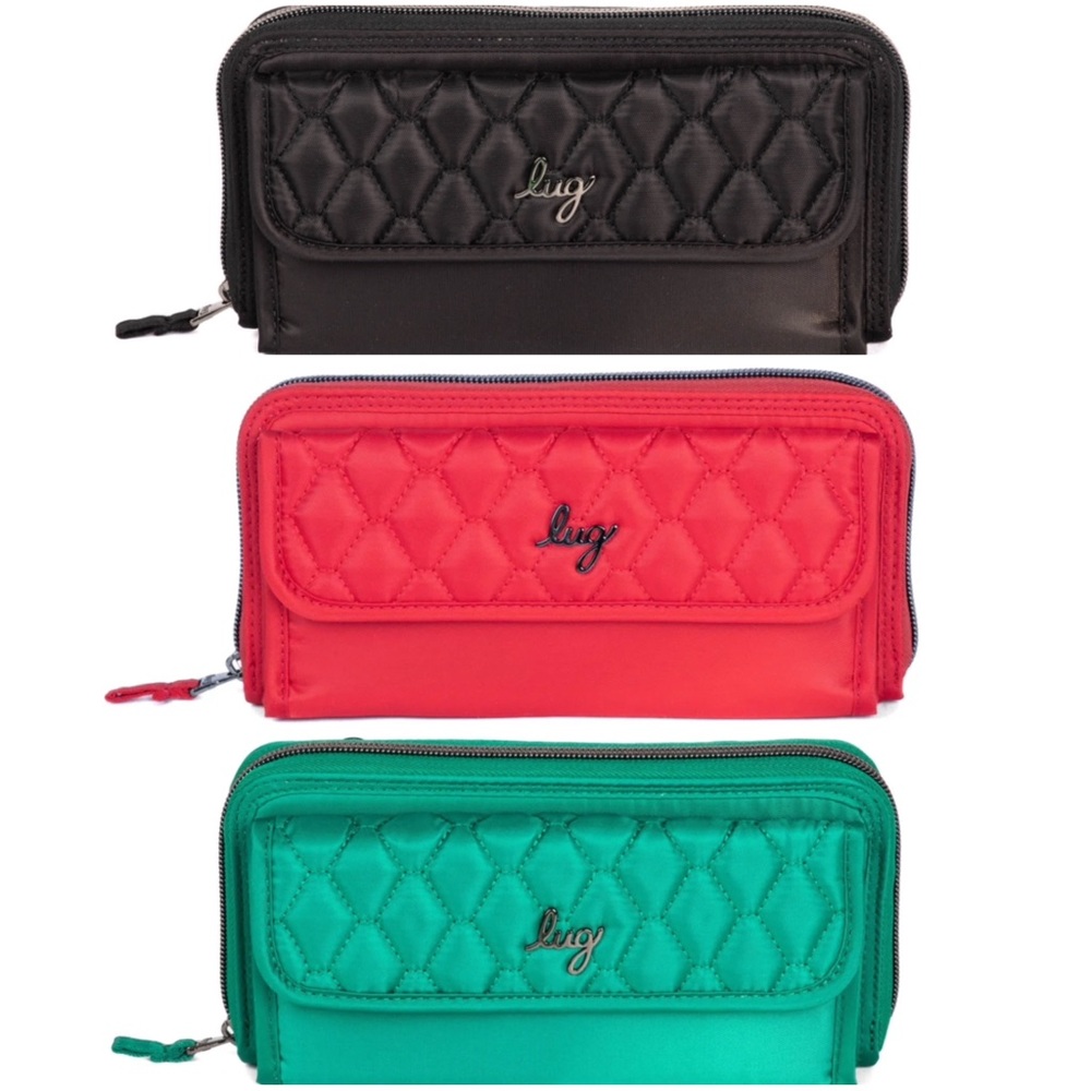 Lug Kickflip SE Convertible RFID Wallet Kelly Green or Poppy Red NWT